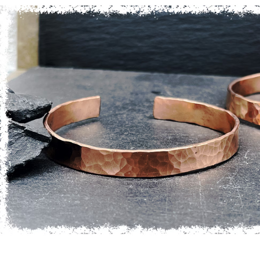 Hammered Copper Bracelet for Men Adjustable