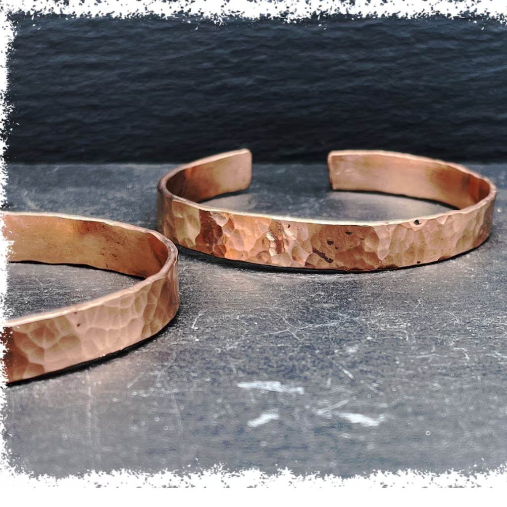 Hammered Copper Bracelet for Men Adjustable
