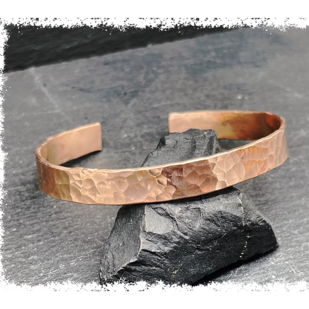 Hammered Copper Bracelet for Men Adjustable
