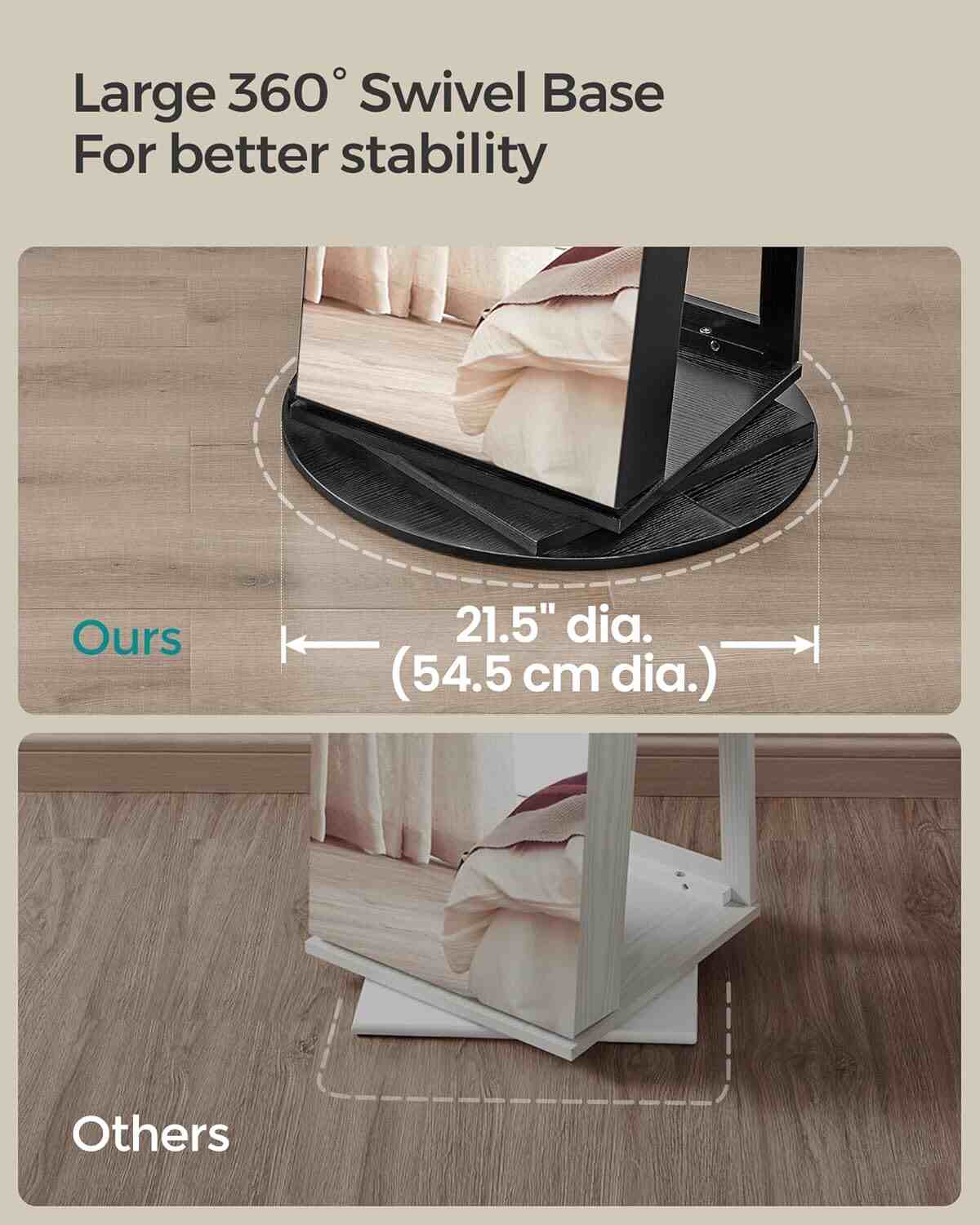 Standing Jewelry Armoire 6 LEDs Lockable Mirror Cabinet