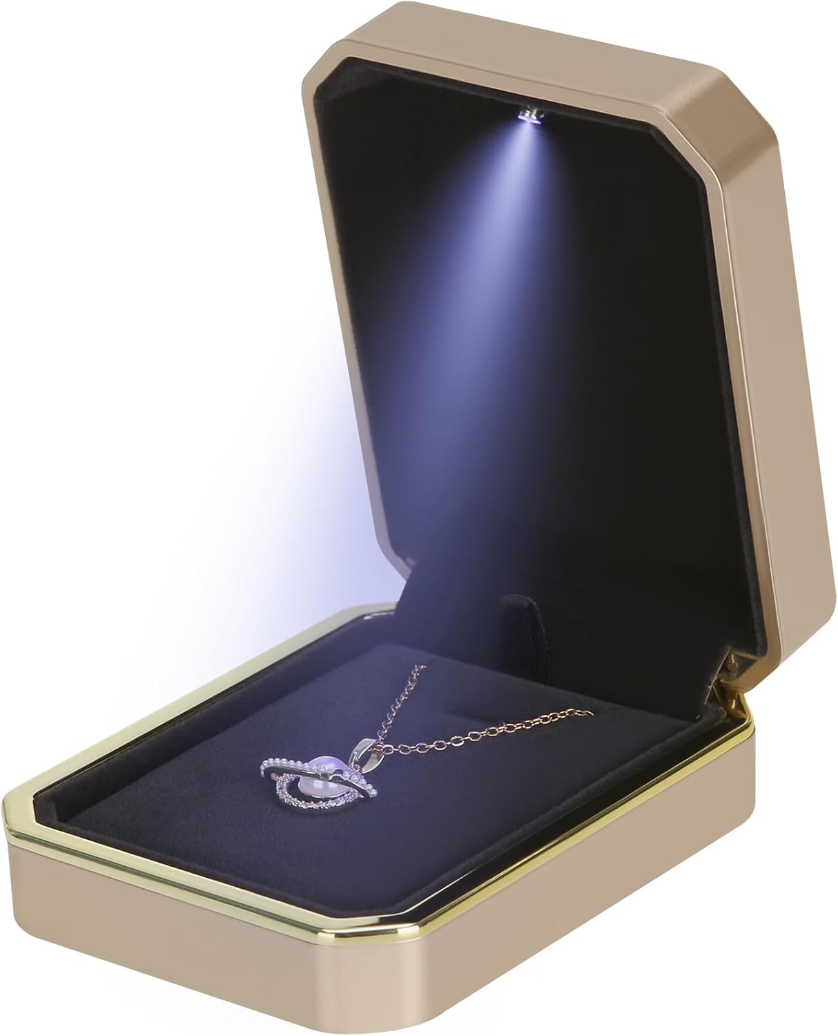 Pendant Necklace Gift Box with LED Light - Black