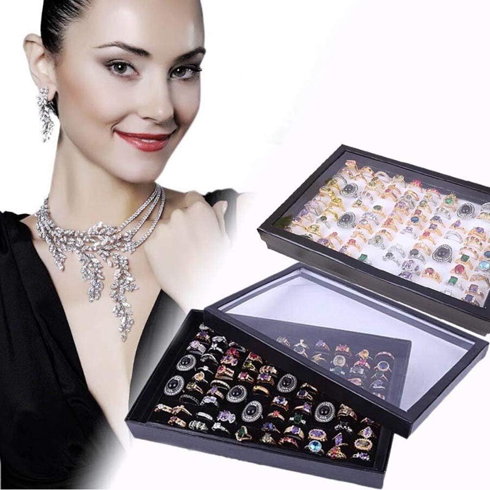 Rings Display Tray Velvet 100 Slot Case