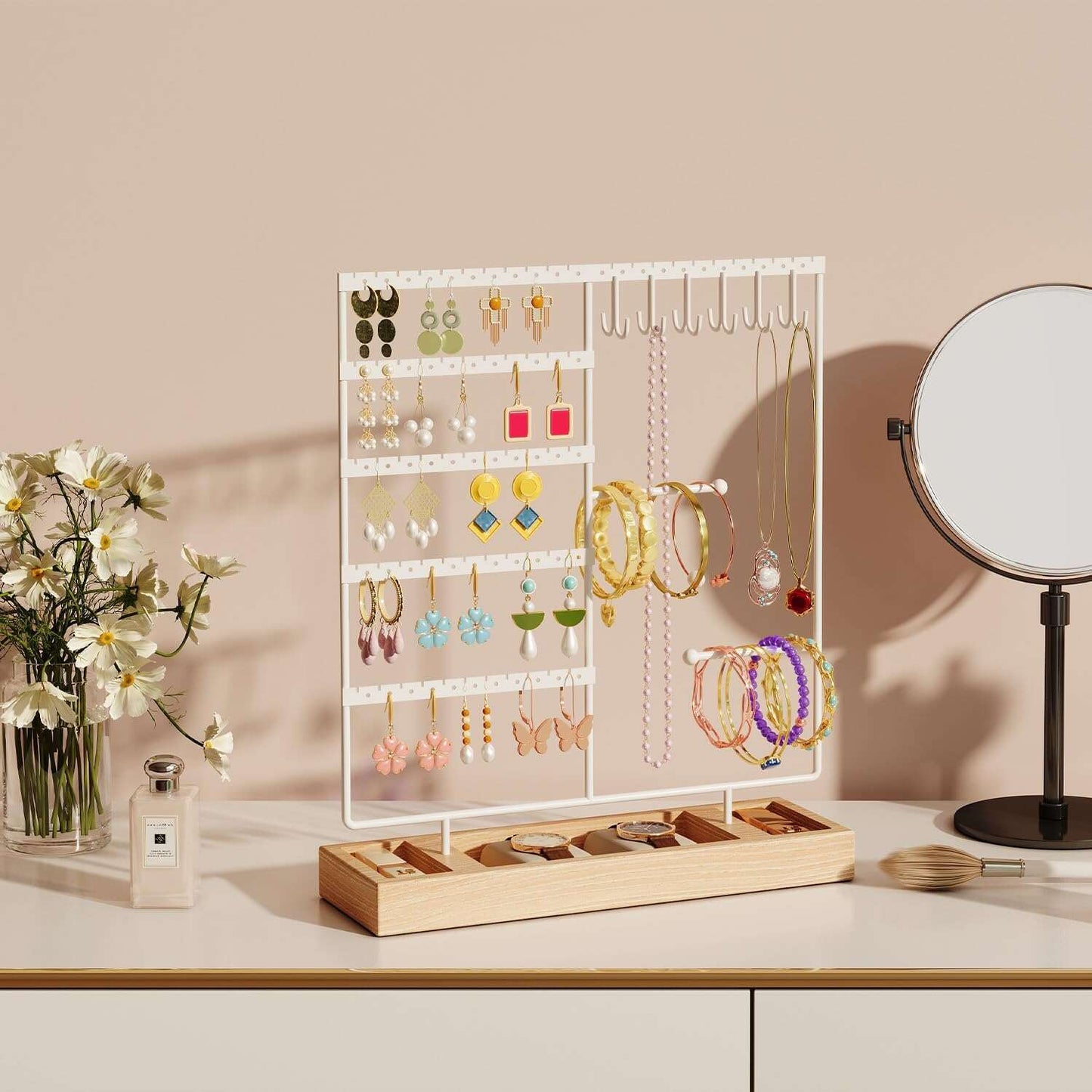 Jewelry Display with Earring Necklace Bracelet Holder