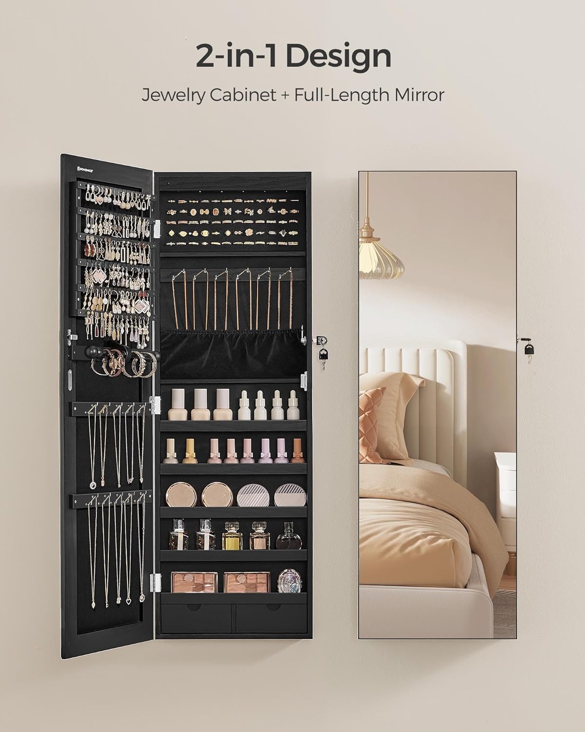 Wall-Mounted Cabinet with LED Interior Lights