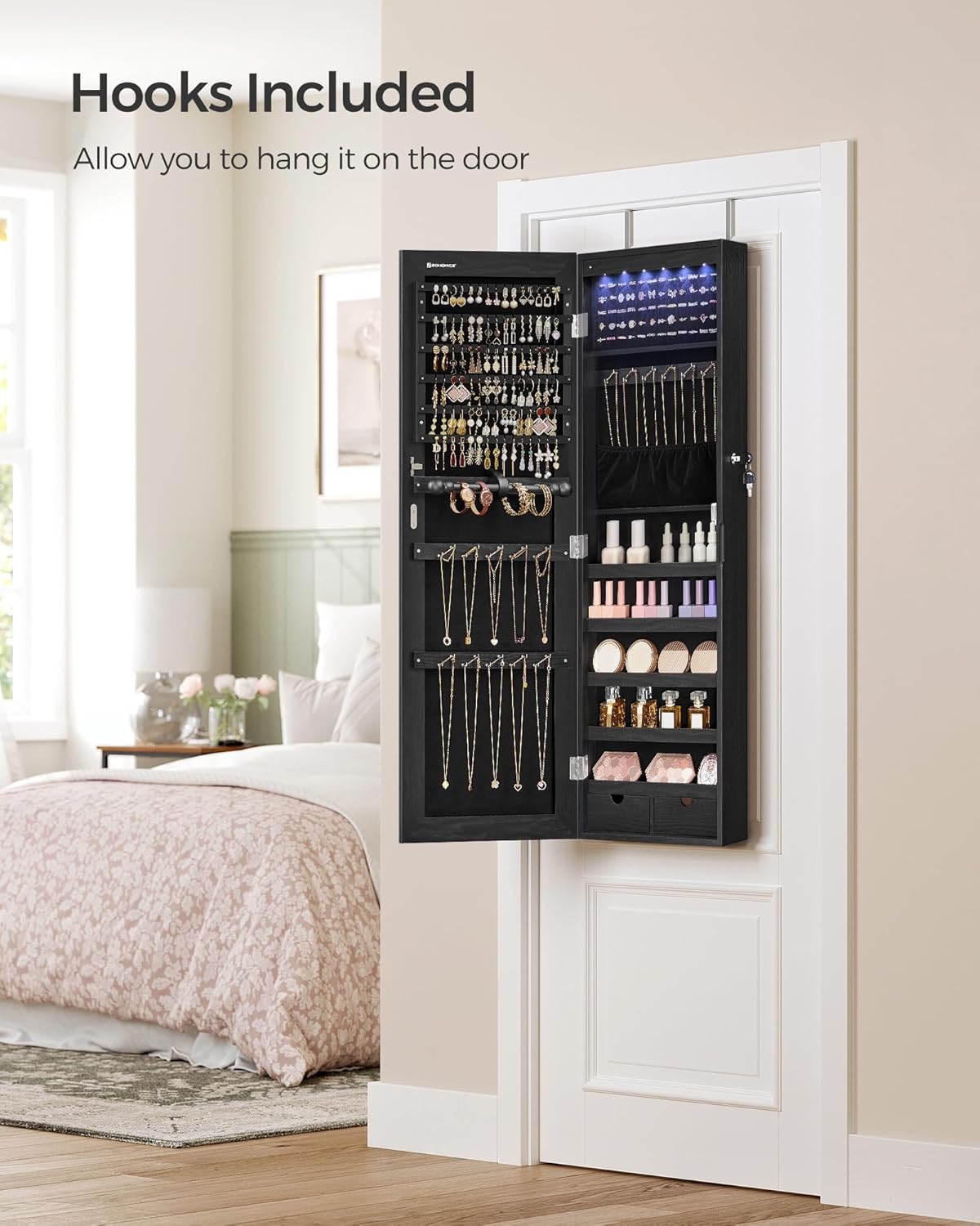 Wall-Mounted Cabinet with LED Interior Lights