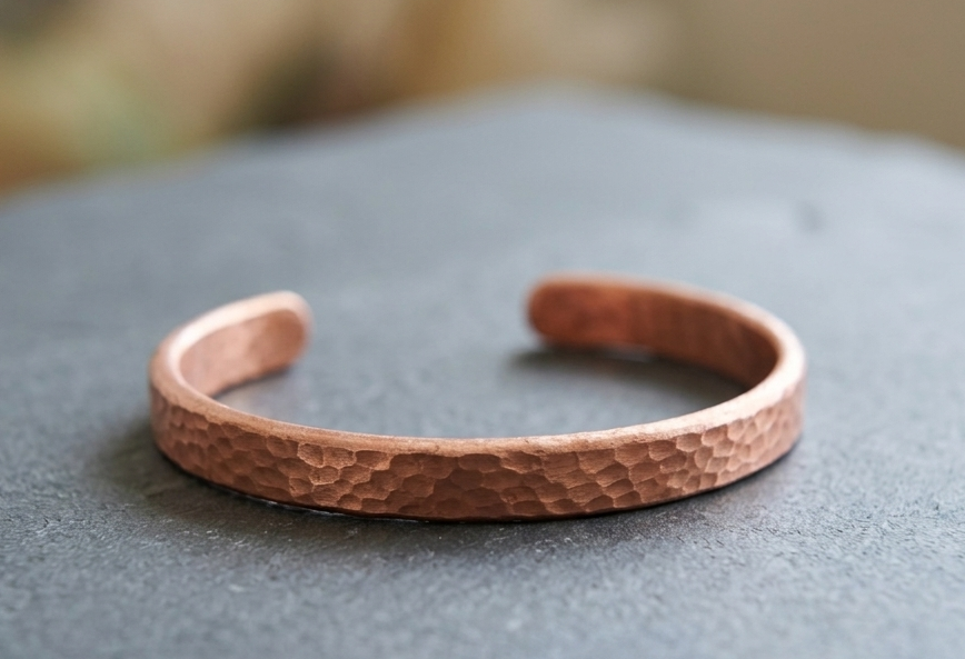 Handmade Solid Copper Hammered Cuff Bracelet