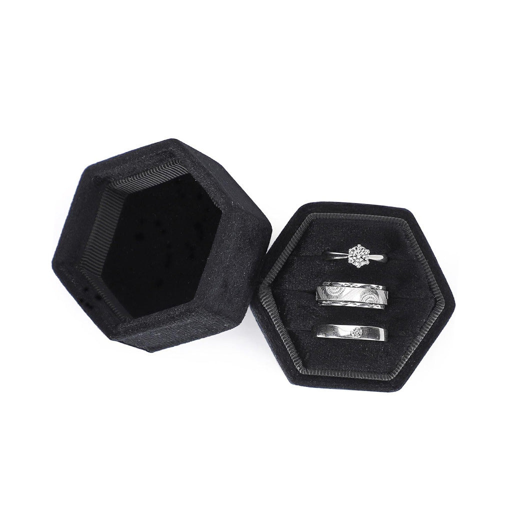 Velvet Ring Box Storage 3 Slots for Wedding