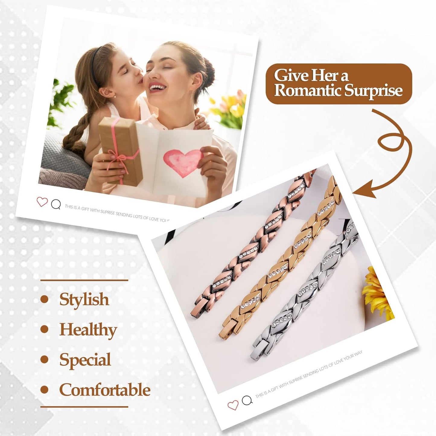Magnetic Copper Bracelet for Women with Crystal