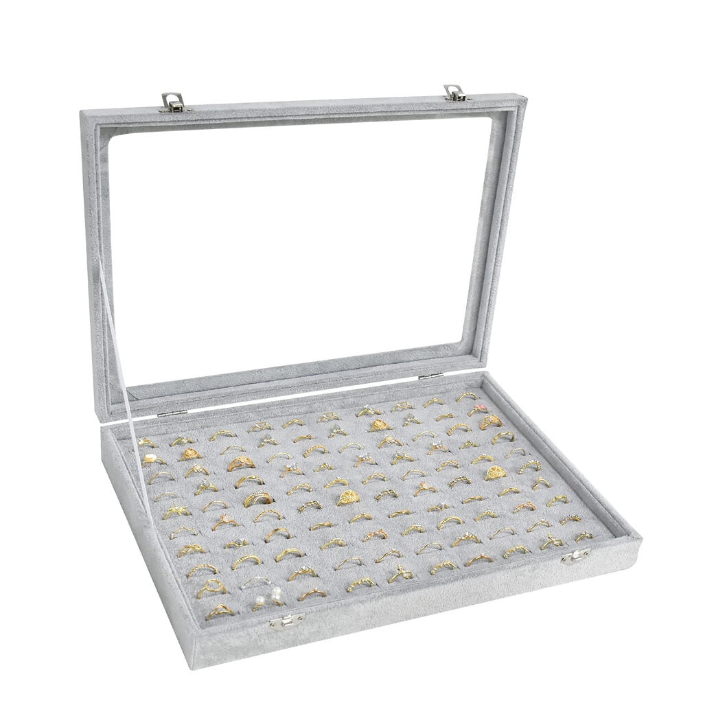 100 Slots Ring Display Case with Lid