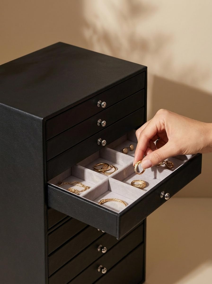 Extra Large Jewelry Box, 10-Layer Storage Case