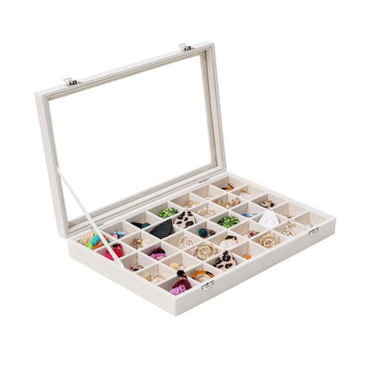 35 Grid Earring Organizer Jewelry Tray with Clear Lid