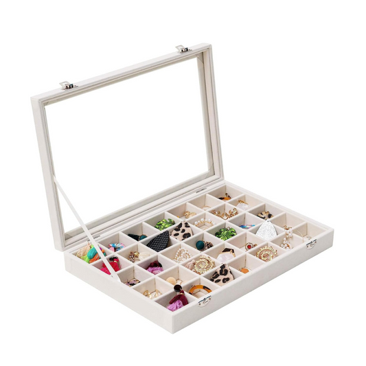 35 Grid Earring Organizer Jewelry Tray with Clear Lid