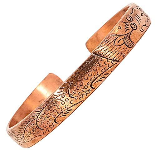 Dragon Embossed Copper Jewelry Bracelet