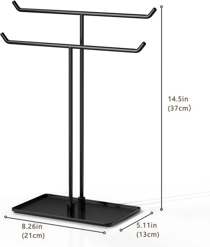 Black Metal Necklace Holder Stand for Home Decor