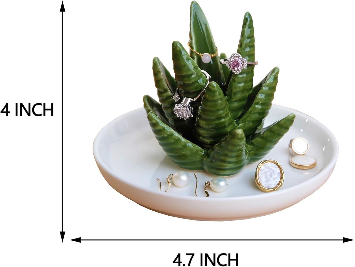 Ceramic Aloe Ring Holder Dish for Women Girls