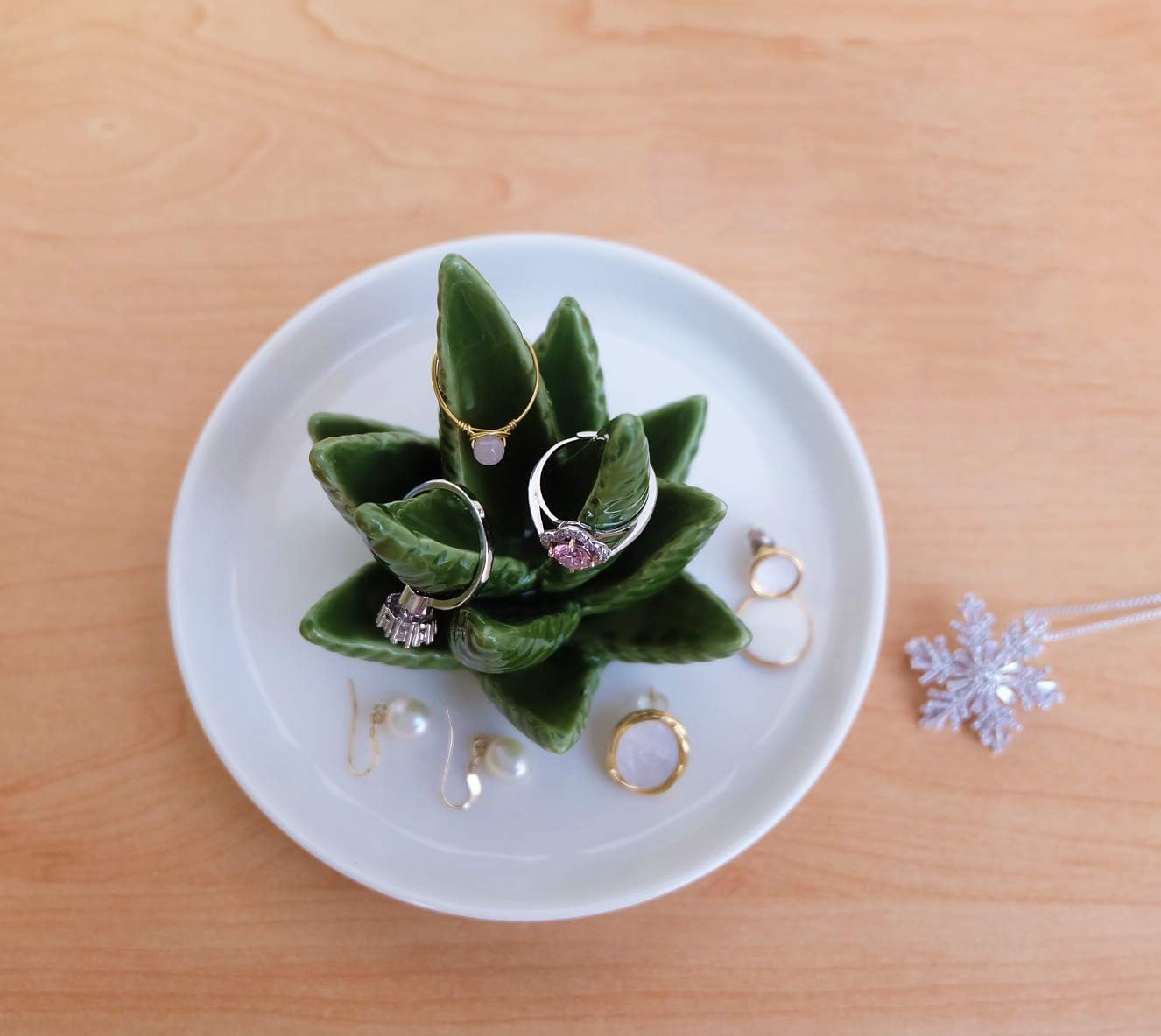 Ceramic Aloe Ring Holder Dish for Women Girls