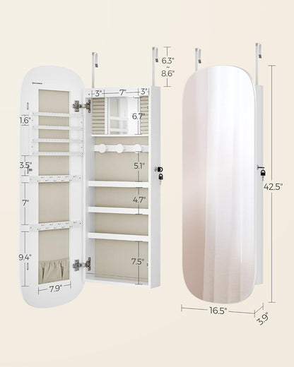 3.9 x 16.5 x 42.5" LED Jewelry Cabinet Wall Door Mounted