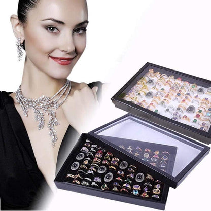 Rings Display Tray Velvet 100 Slot Case