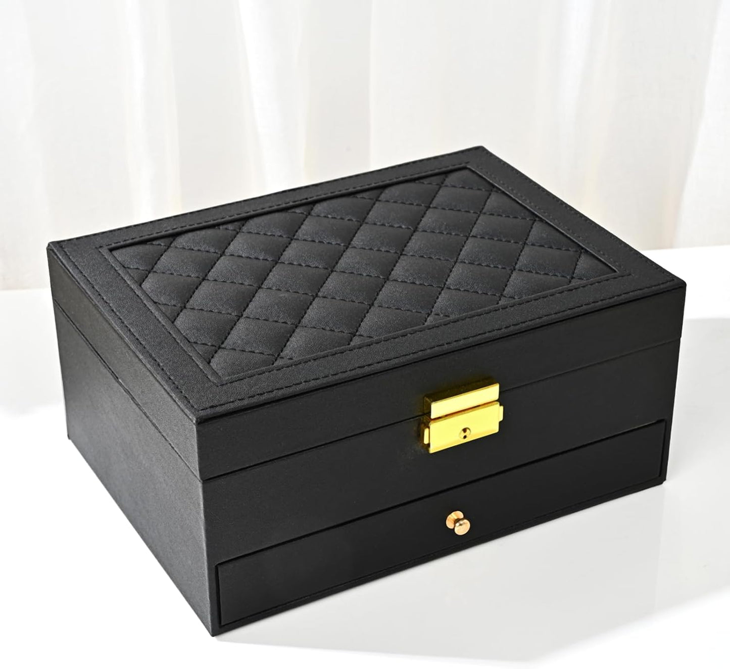 Pu Leather Jewelry Box Organizer Two Layer