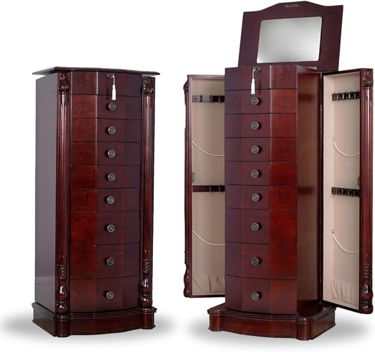 Extra Large Jewelry Armoire with Mirror – Jewelryorganiser
