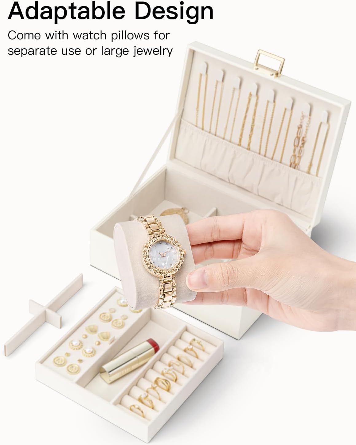 Large Jewelry Organizer for Women - Cream White