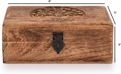 Handmade Mango Wood Tree of Life Engraving Keepsake Box