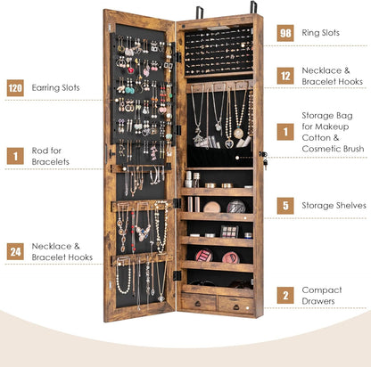 Rustic Wood Wall Mounted Jewelry Cabinet