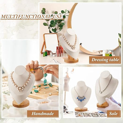 2 Pcs Premium Necklace Display with Bamboo Stand