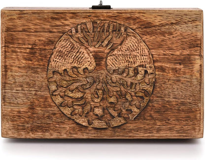 Handmade Mango Wood Tree of Life Engraving Keepsake Box