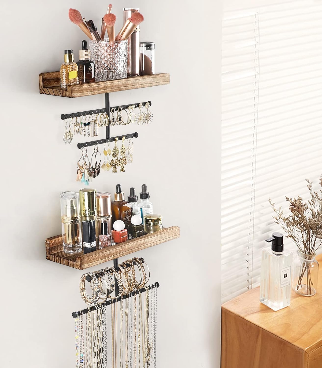 wooden wall jewelry hanger