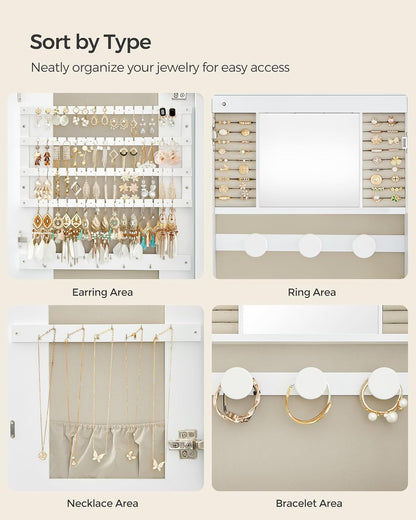 3.9 x 16.5 x 42.5" LED Jewelry Cabinet Wall Door Mounted