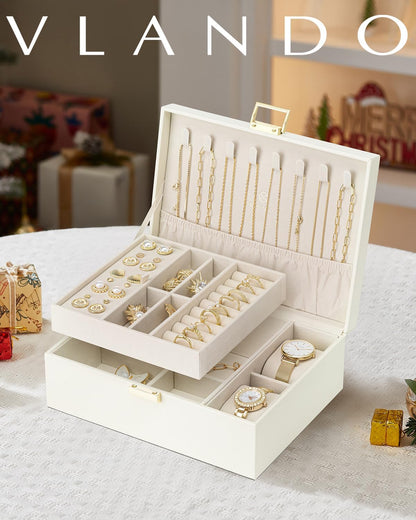 Large Jewelry Organizer for Women - Cream White