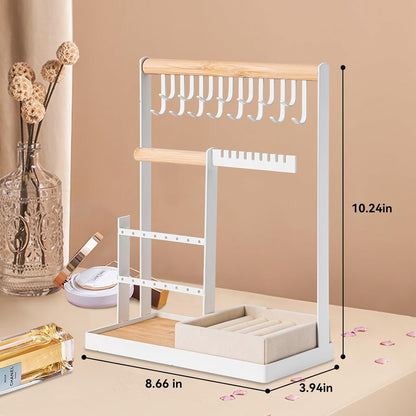 Jewelry Organizer Stand with Velvet Ring Holder