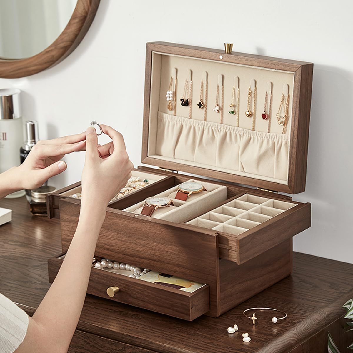 wooden jewelry box for women rustic