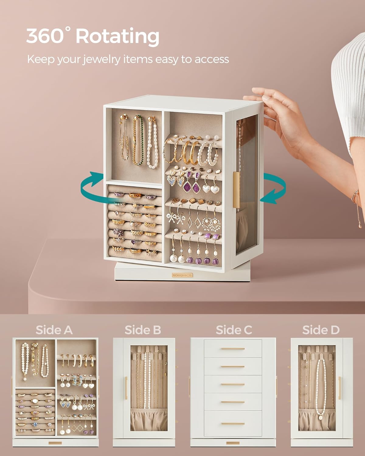 Premium Quality Jewelry Storage Case with 5 Drawers