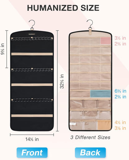 Dual sided hanging jewelry organizer 