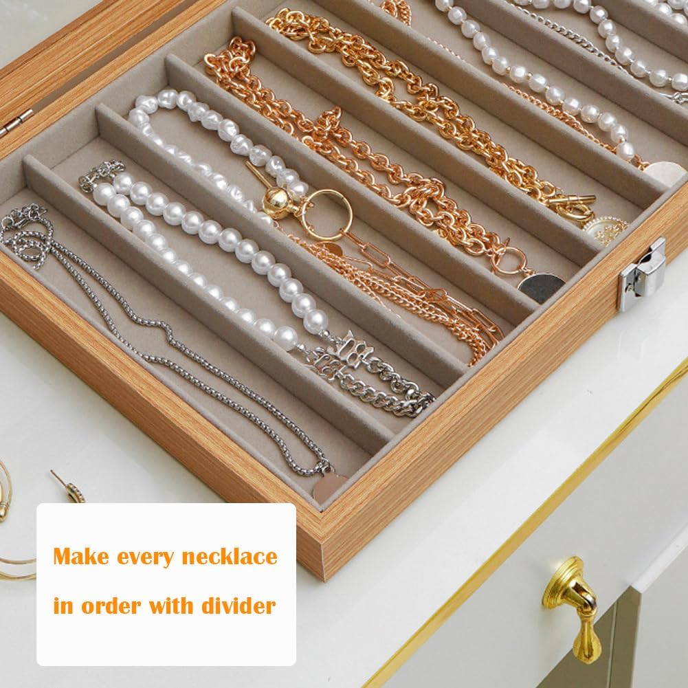 Glass Lid Necklace Organizer Box Transparent