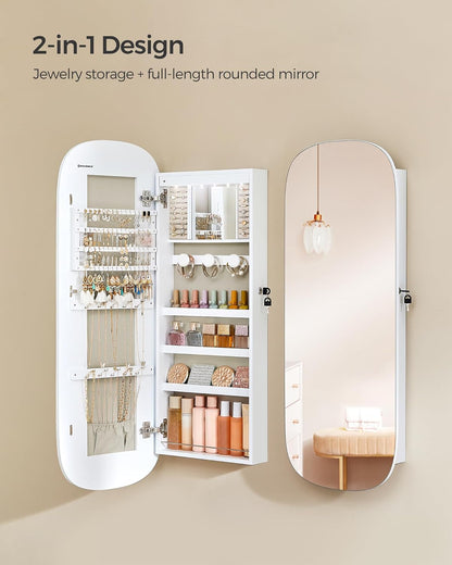 wall mounted jewelry cabinet with mirror