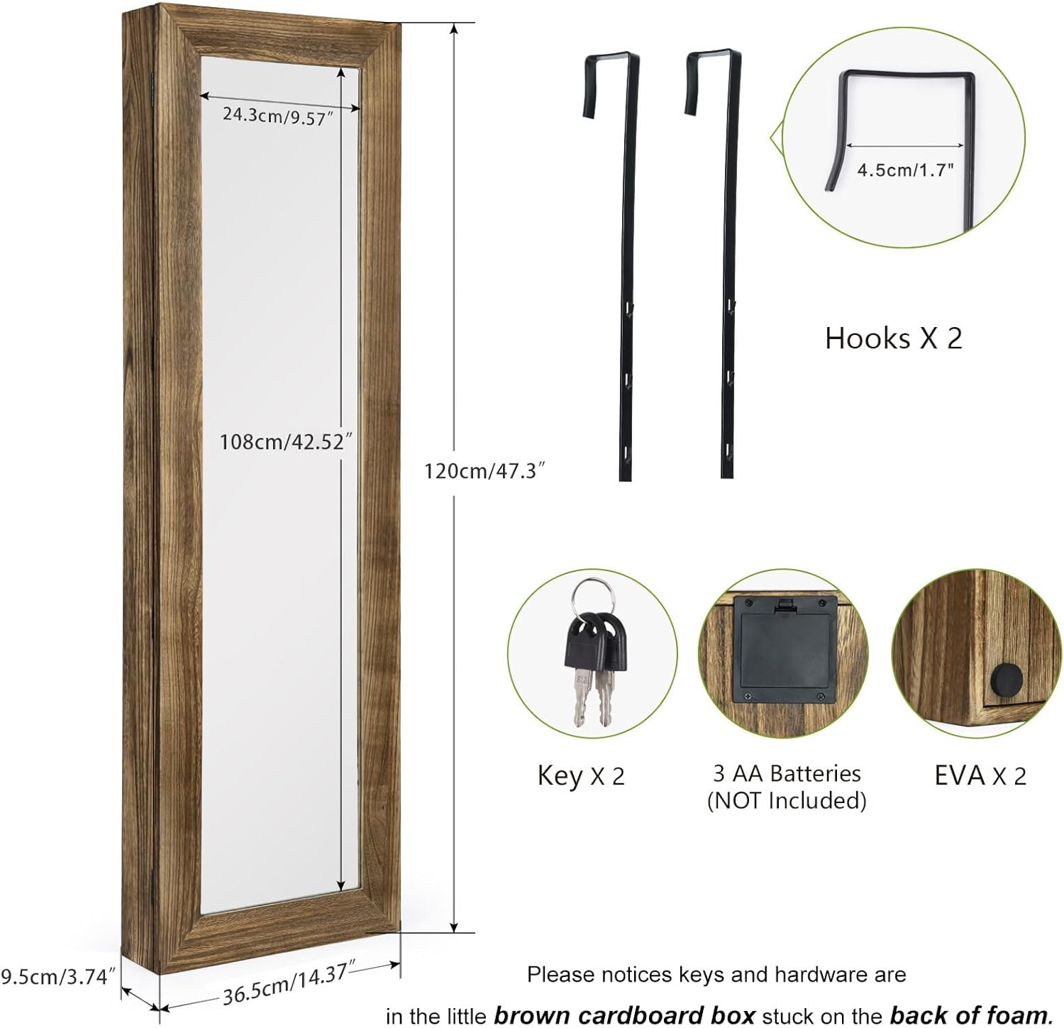 Wood Jewelry Cabinet with Mirror