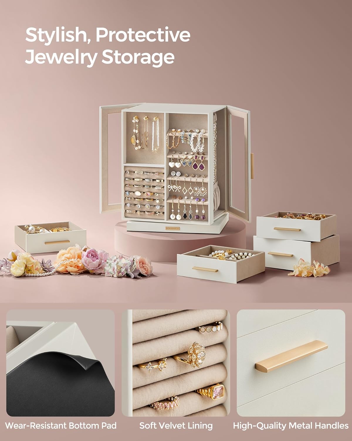 Premium Quality Jewelry Storage Case with 5 Drawers