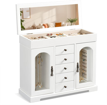 wooden jewelry box with mirror