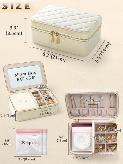 Velvet Travel Jewelry Box with Large Mirror