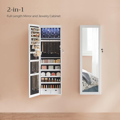 Wall Jewelry Cabinet with Mirror