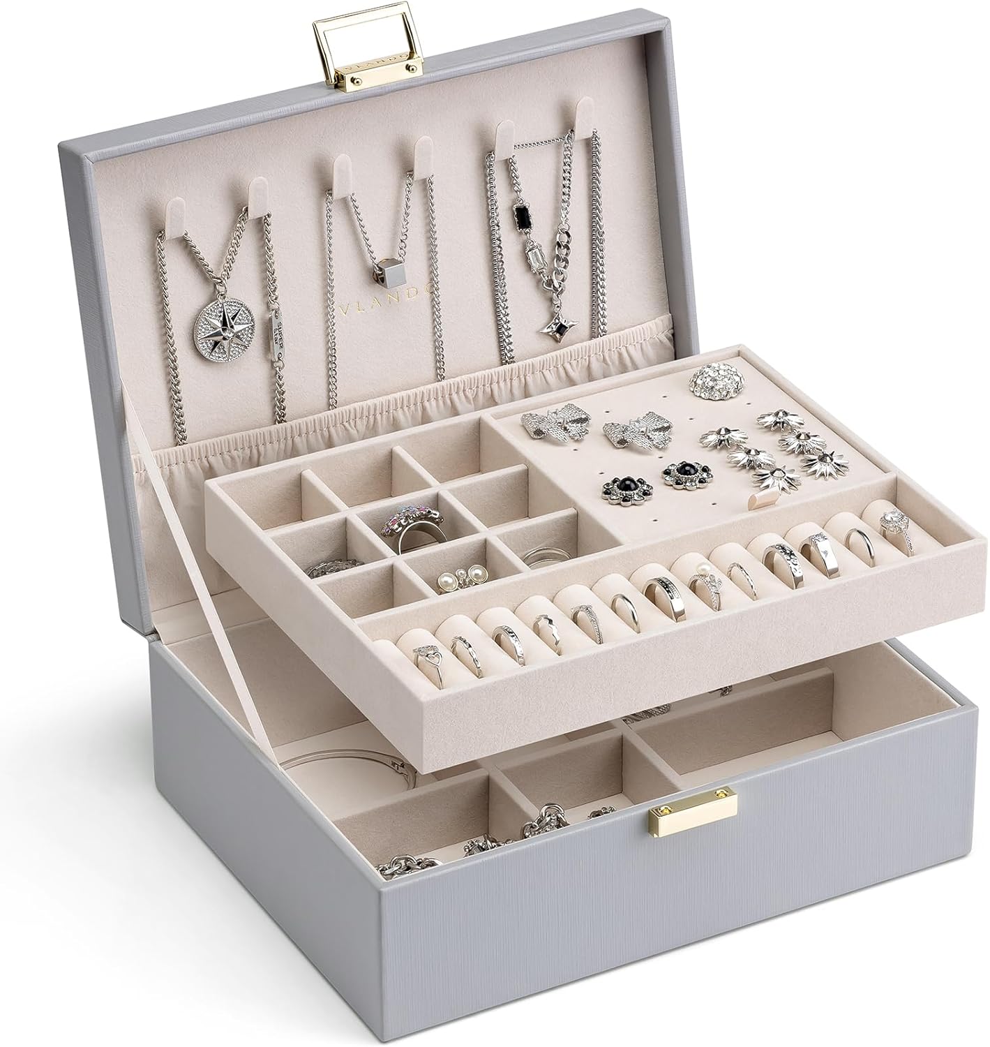 Large Jewelry Organizer for Women - Cream White