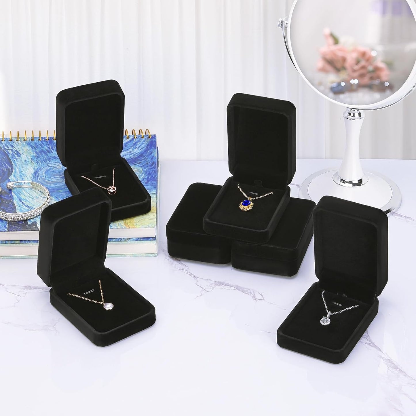 6 Pieces Velvet Jewelry Gift Boxes for Necklace