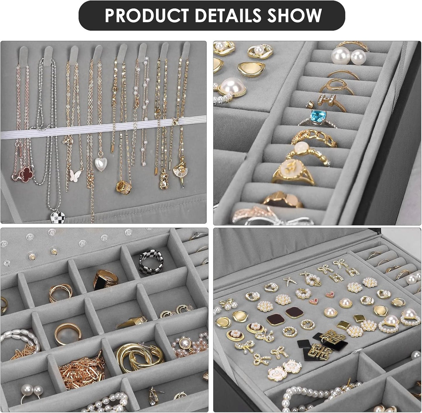 Large Jewelry Organizer Storage Case with Lock