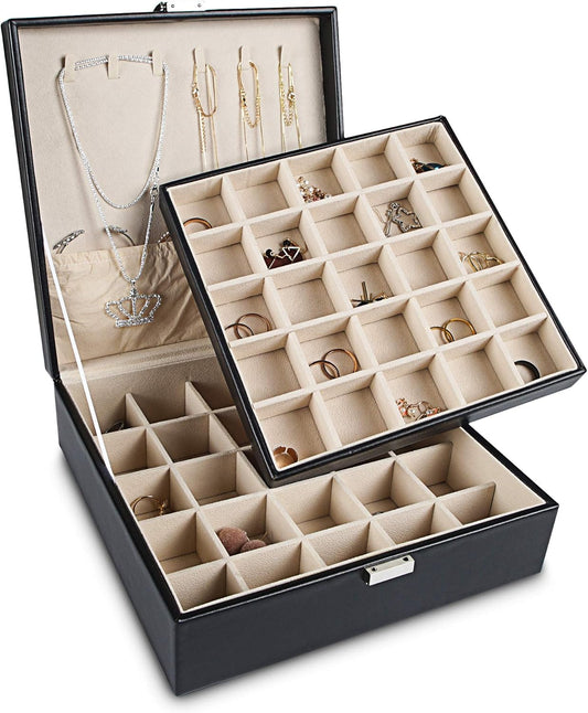 50 Slots Double Layer Earring Organizer Box