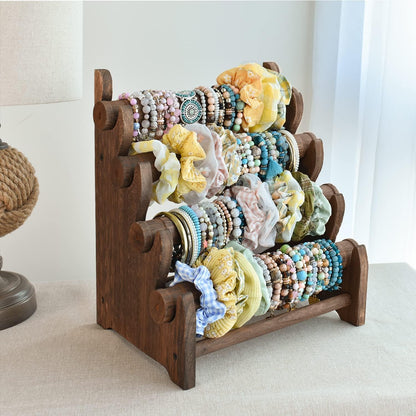 2 Pcs Wooden 4 Tier Bracelet Bangle Display Stand