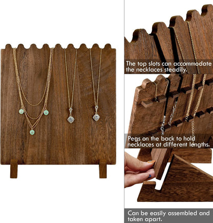 Set of 4 Wood Necklace Jewelry Display Stand