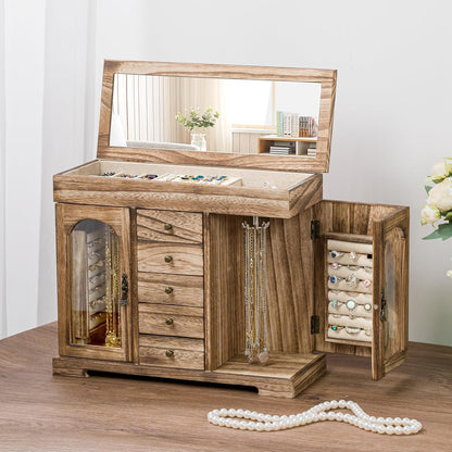 rustic wooden jewelry organizer